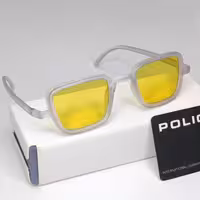 عینک آفتابی مردانه و زنانه پلیس POLICE کیفیت بالا و دید در شب شیشه زرد رنگ