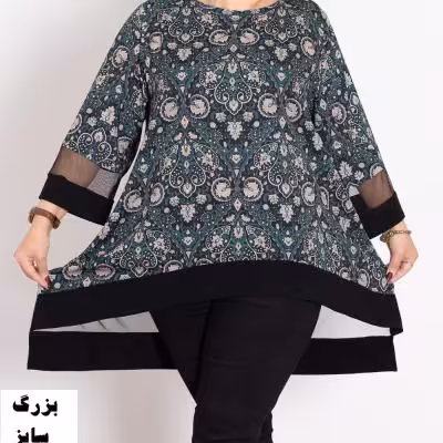 تونیک کرپ حریر سوپرسافت فرانسه بزرگ سایز تا 60 - کد 4603