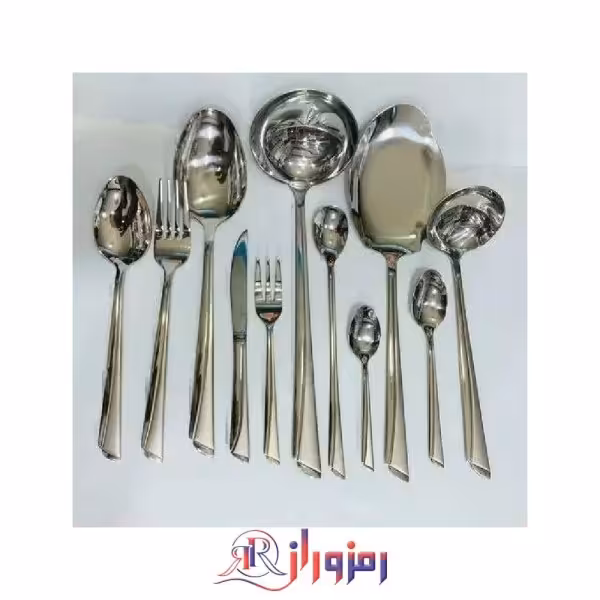 سرویس قاشق و چنگال 24 نفره 120 پارچه یونیک مدل ناخنی نقره ای دهنه اروپایی