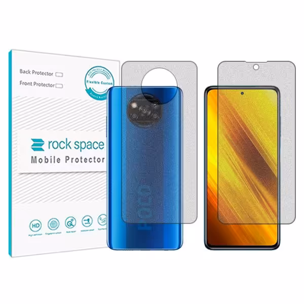 گلس صفحه نمایش و پشت گوشی شیائومی نسخه Poco X3 مدل نانو هیدروژل گیمینگ برند راک اسپیس کدSS