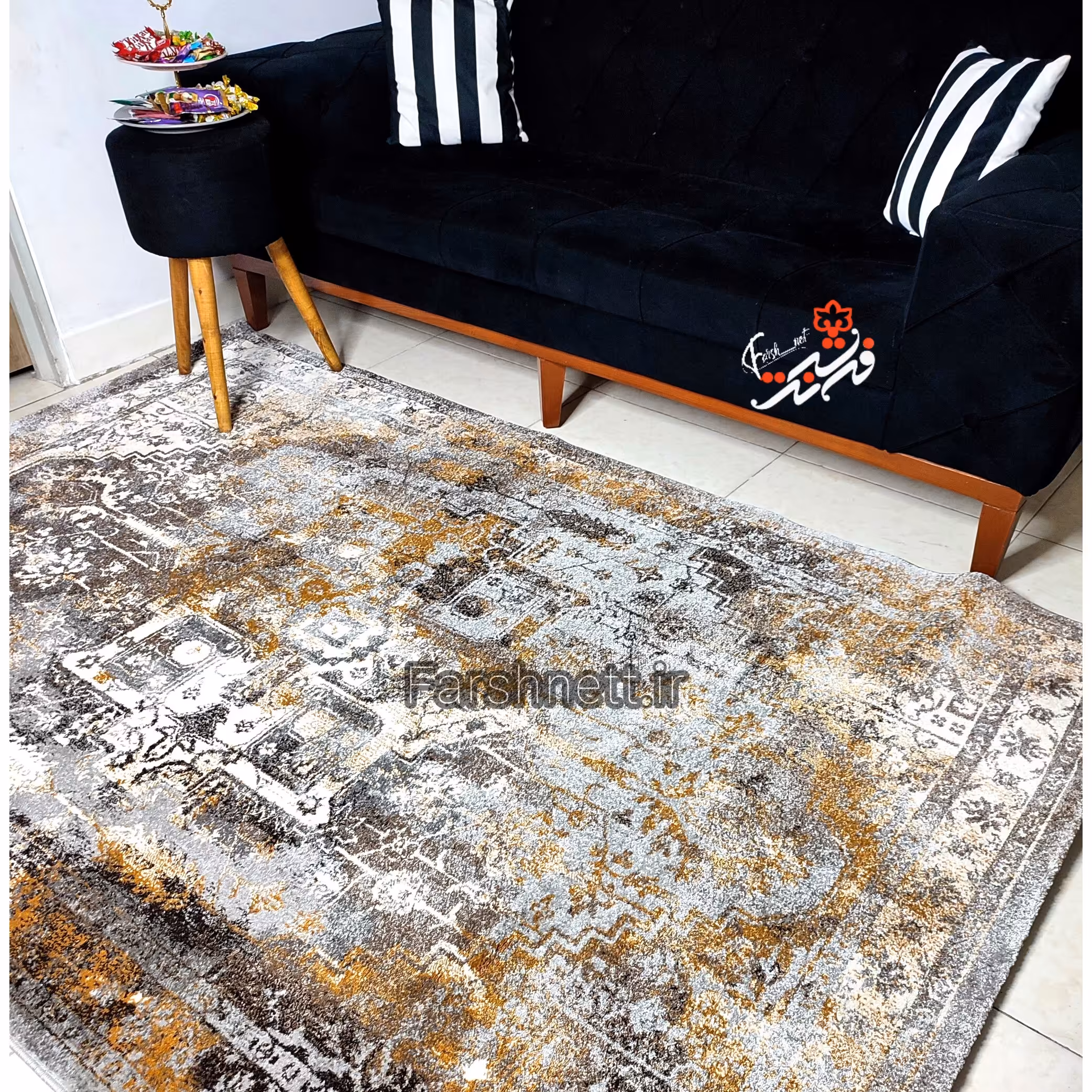 گلیم فرش ماشینی ساوین طرح 4116 سایز 1.10 در 1.60