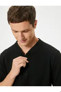 تی شرت یقه پولو مشکی مردانه قاضی YAKA T HALF SLIM FIT آستین کوتاه Koton
