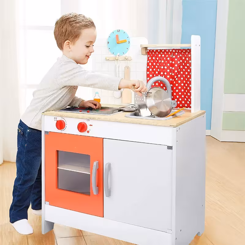 آشپزخانه کودک چوبی رنگ سفید قرمز کد 120323
