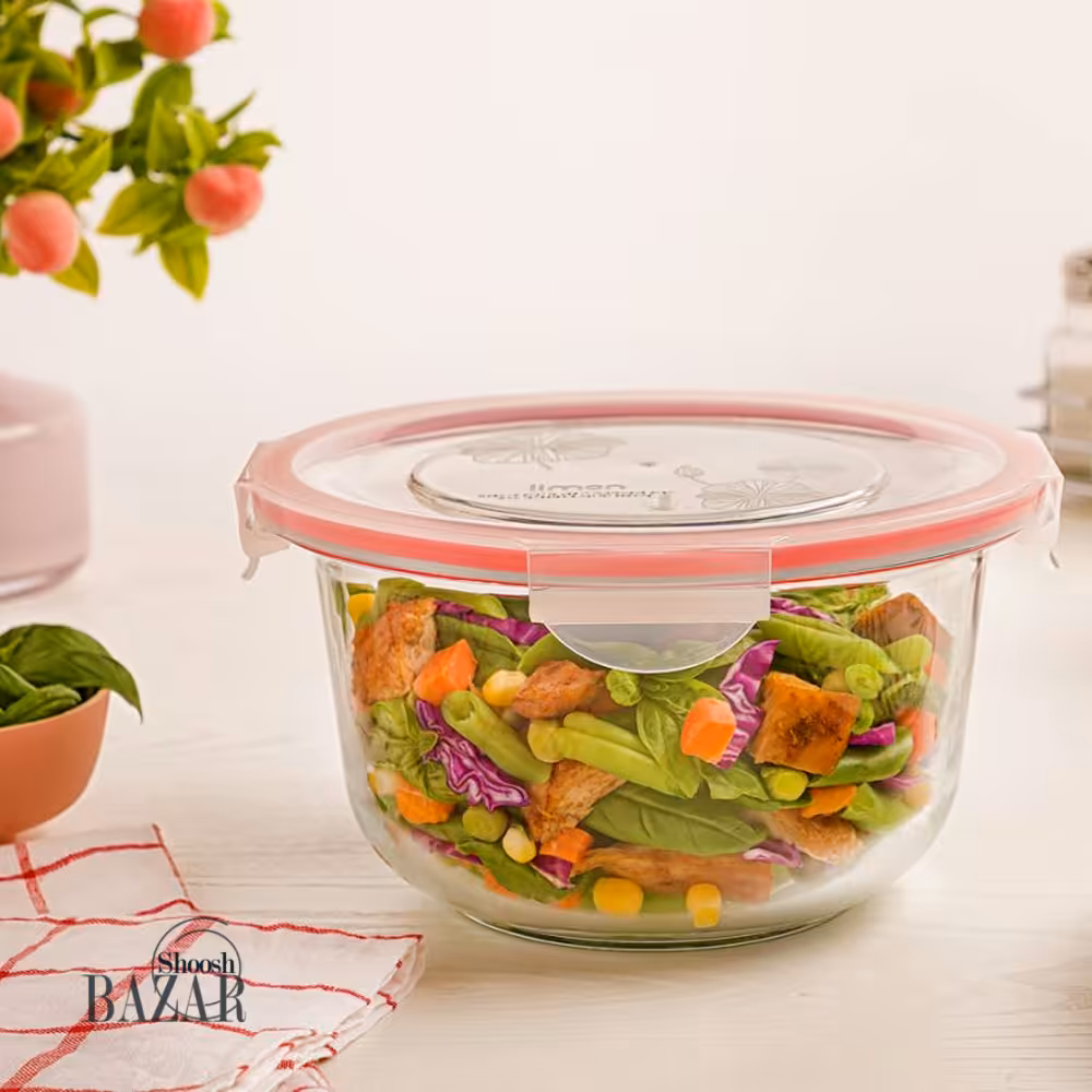 ظرف گرد شیشه ای دربدار 2 لیتری لیمون کد 2076