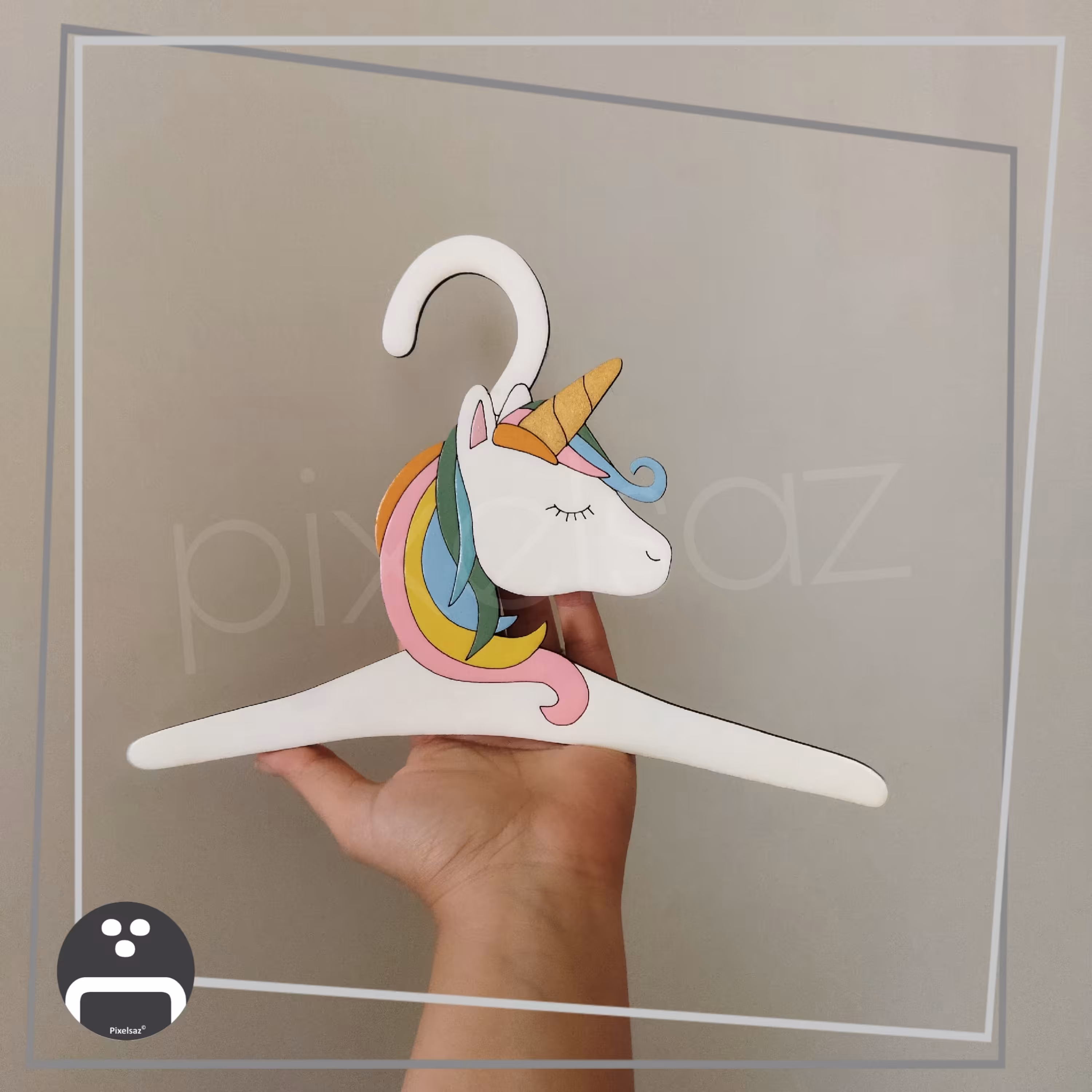 چوب لباسی کودک طرح تک شاخ،طول 25 سانت