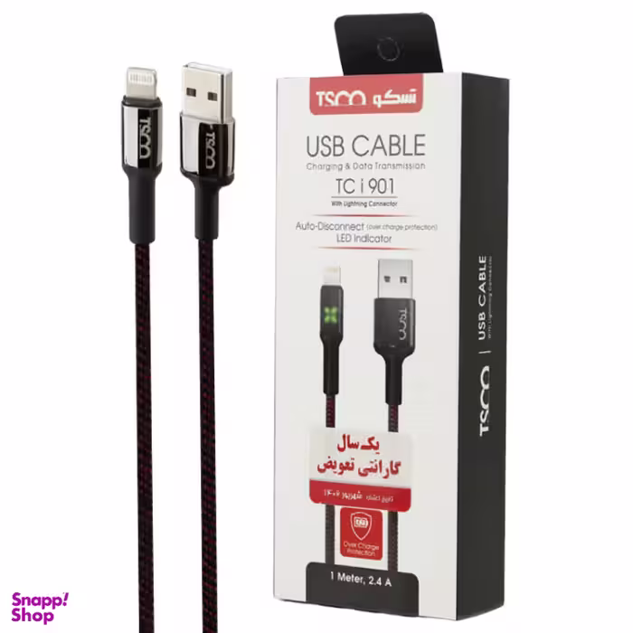 کابل تبدیل USB به Lightning تسکو مدل TC I901 طول 1 متر