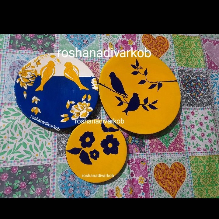 دیوارکوب ست سه عددی زیبا زرد و سرمه ای