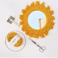 آینه مکرومه بافی دکوراتیو روشن