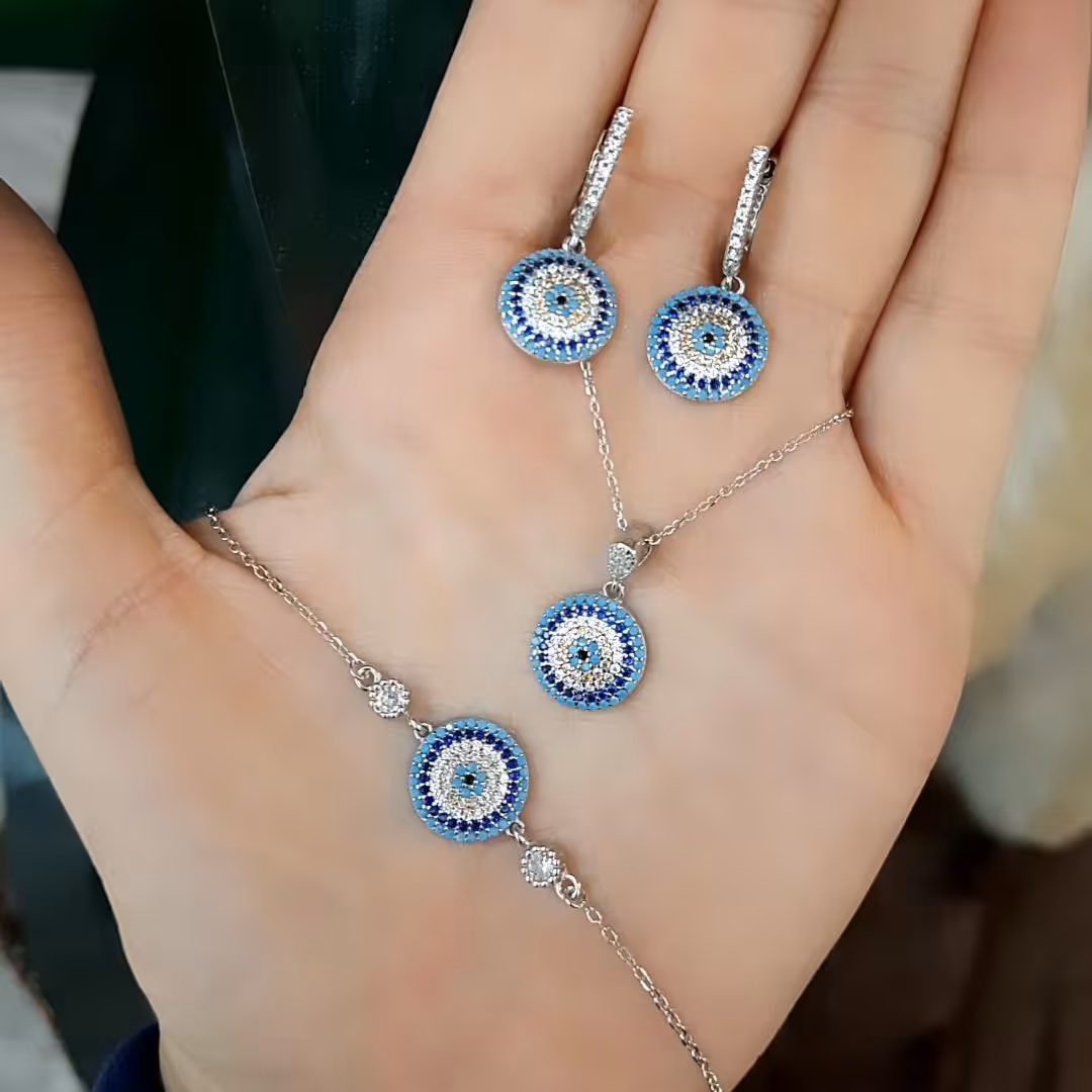 نیم ست نقره چشم نظر 