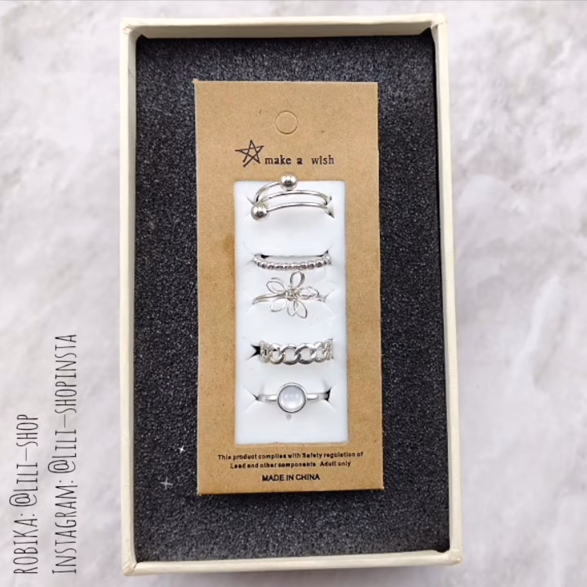 پک انگشتر دخترونه نقره ای 