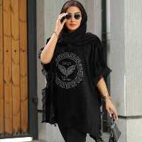 پانچو زنانه مخمل شانل مدل تمام ریش نگین دار - کد 307