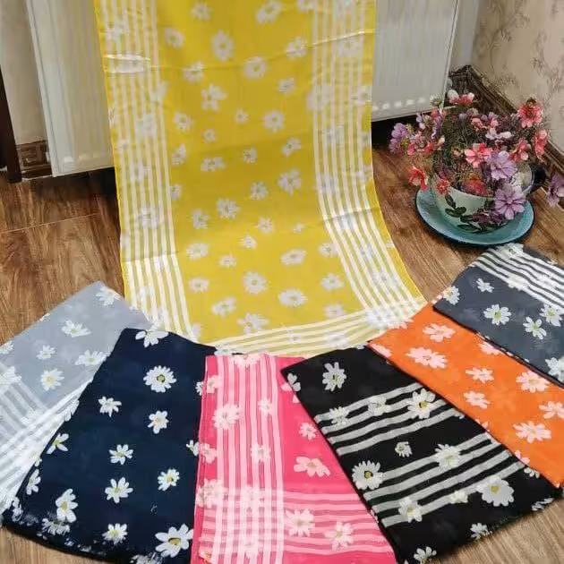 شال بابونه رنگبندی بهاری جنس نخی عالی 