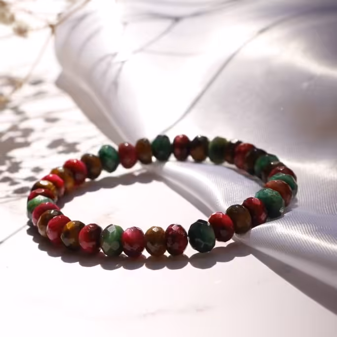 دستبند چشم ببر رنگی تراش واشری 
