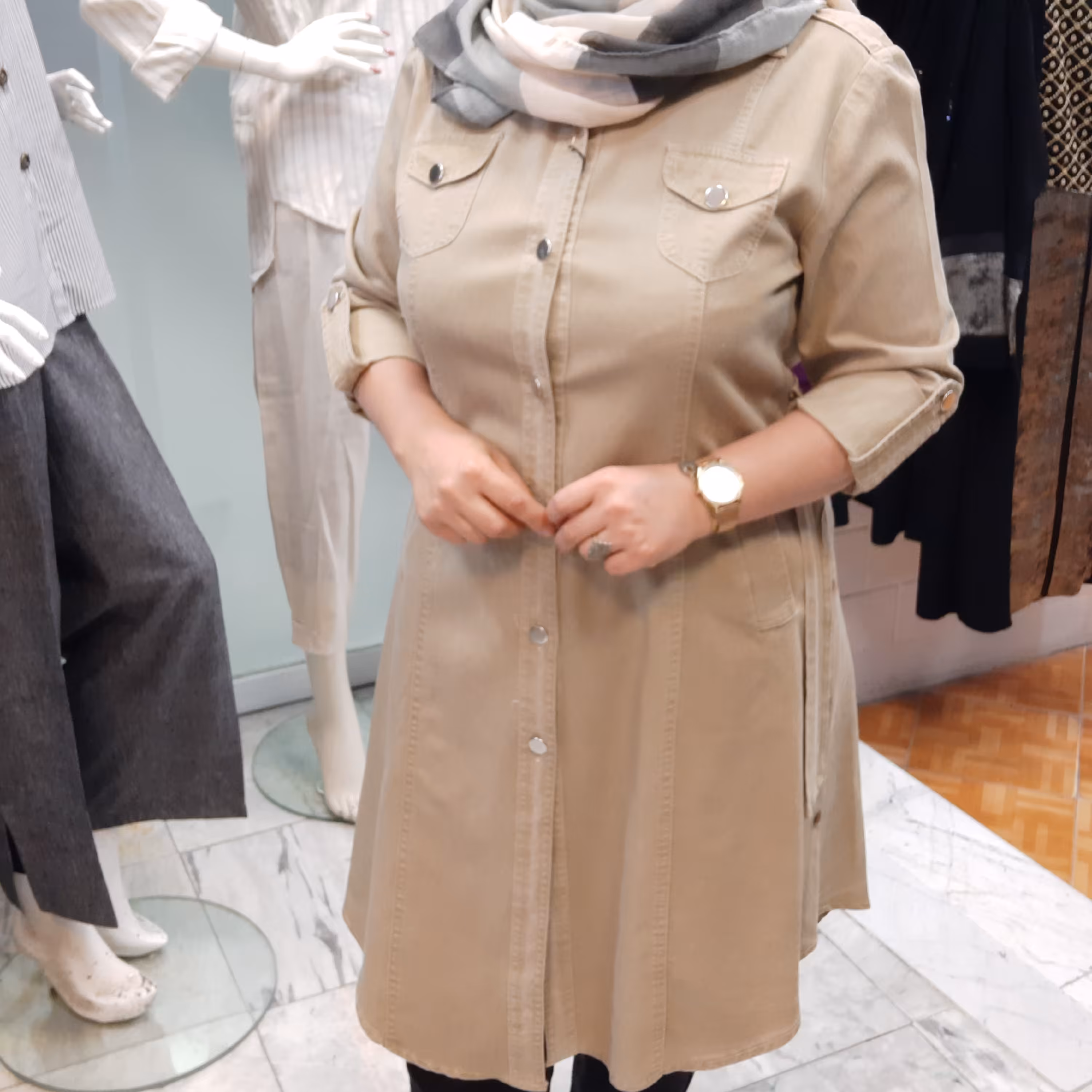 مانتو جین بغل دکمه خور
