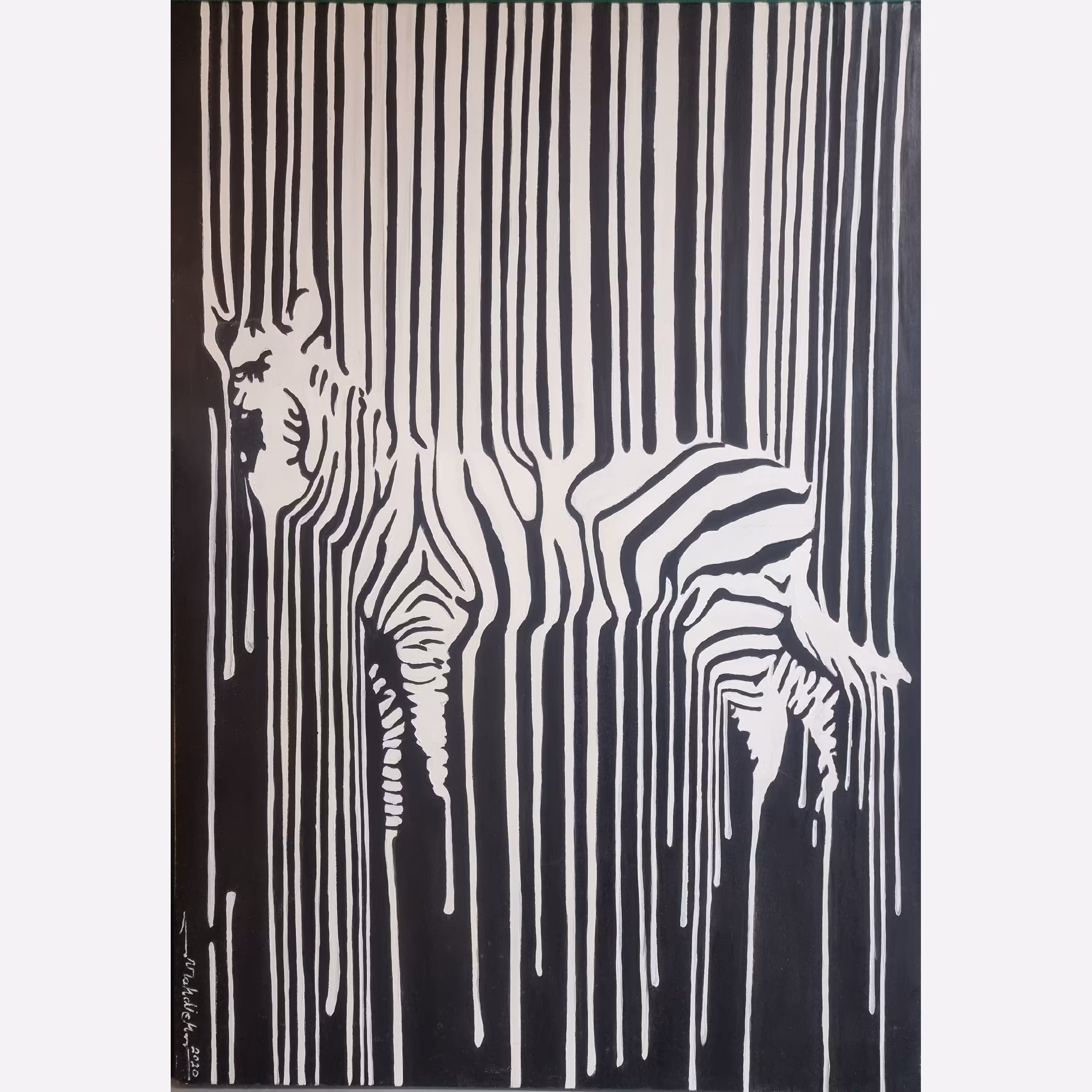 تابلو نقاشی رنگ روغن گورخر کلاف پهن 100 در 70 (پس کرایه)