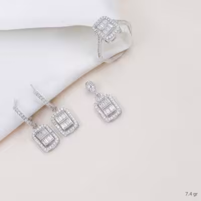 نیم ست نقره قالب طلا مناسب عروس با انگشتر کد 1603