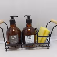 استند جا مایع و اسکاج فلزی همراه با یک عدد اسکاچ رایگان ست سینک و جا مایع بلور پلاسکو دهقان