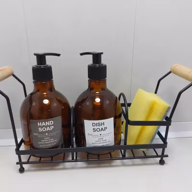 استند جا مایع و اسکاج فلزی همراه با یک عدد اسکاچ رایگان ست سینک و جا مایع بلور پلاسکو دهقان