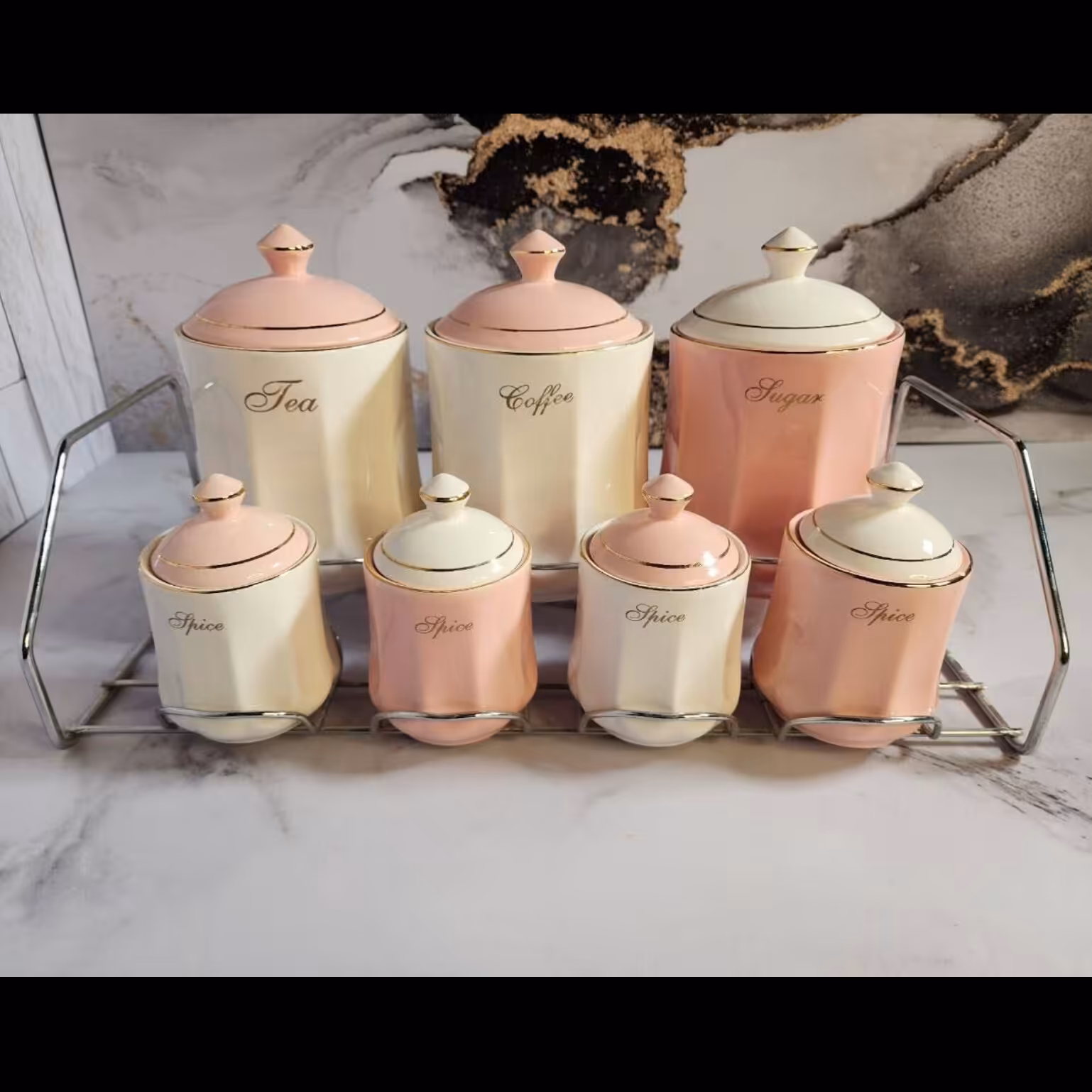  پاسماوری 7پارچه سرامیکی دوخط طلا (3طرح)