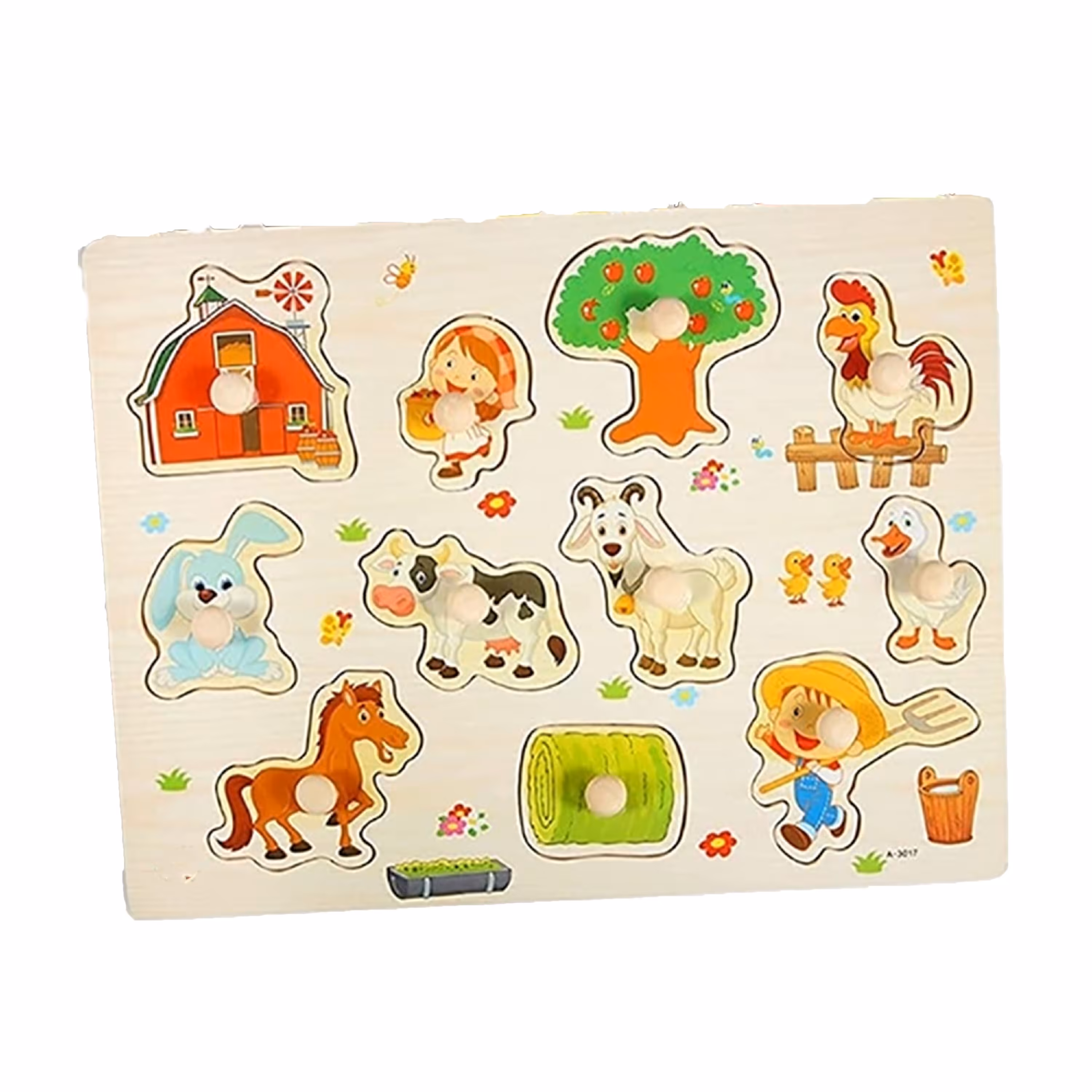 پازل چوبی جاگذاری دکمه ای مدل مزرعه حیوانات 