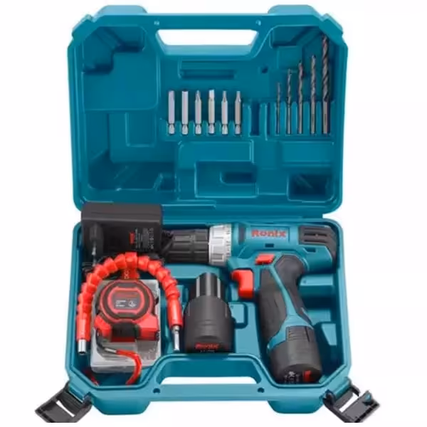 کیت 19 عددی دریل شارژی 12 ولت دو باطری رونیکس مدل RS-8012