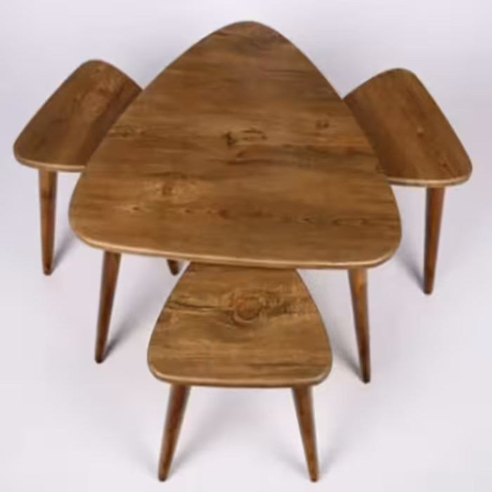 میز جلو مبلی سپیدار طرح مثلثی مجموعه 4 عددی