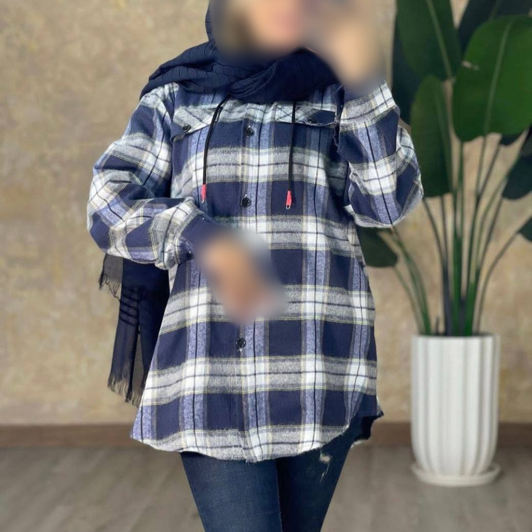 مانتو چهارخونه پشمی کلاهدار کد9
