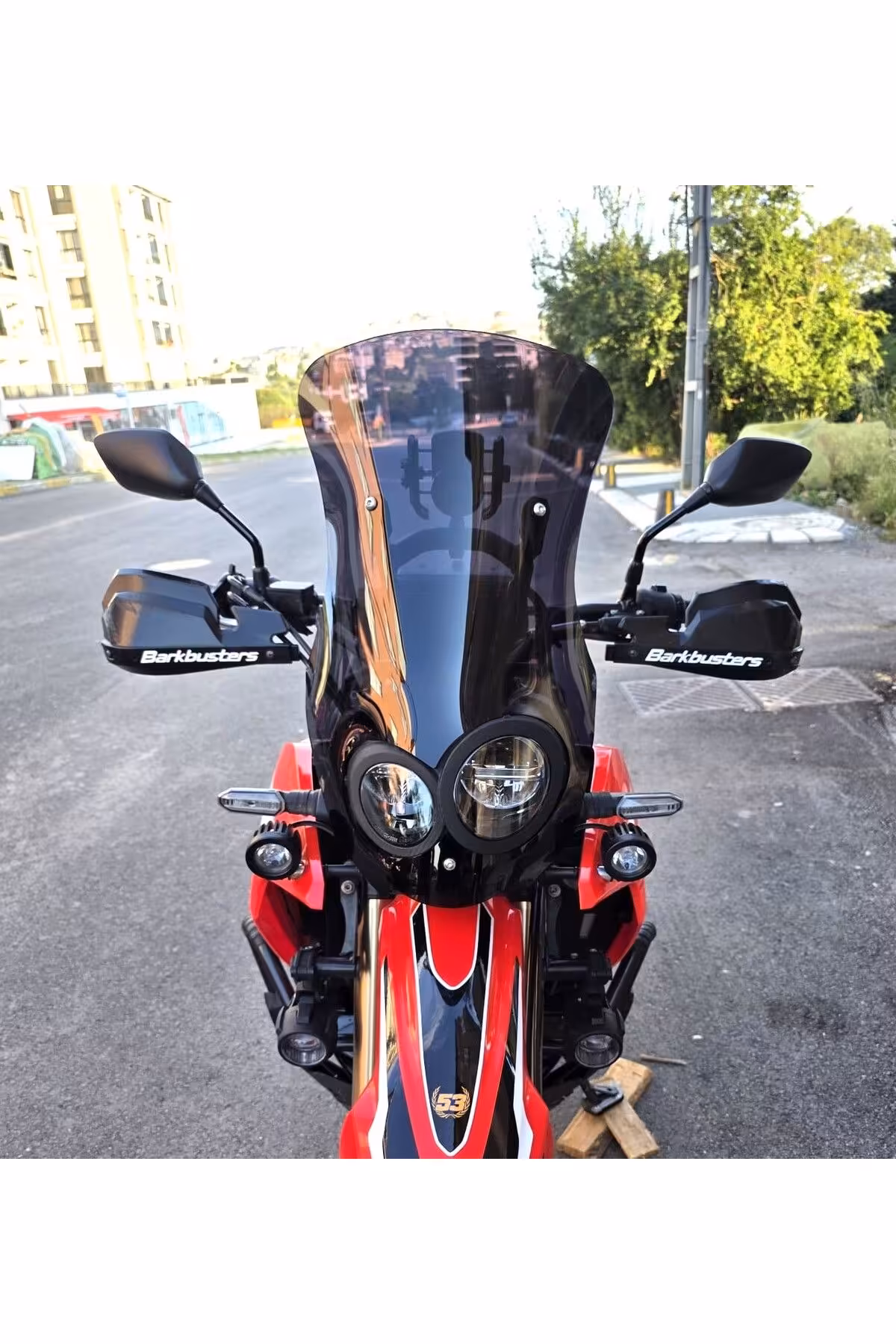 شیشه جلو موتورسیکلت مشکی HONDA CRF 250 RALLY SHIELD FRONT GLASS 2017 2025 مدل 56 سانتی متر رنگ سیاه 4 میلی MOTOCAM