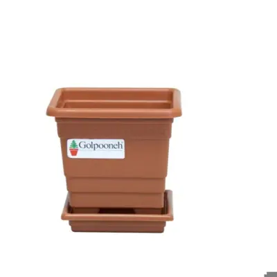 گلدان گلپونه مدلF114 رنگ قهوه ای شتری جنس پلاستیک به همراه زیر گلدانی با ارسال رایگان