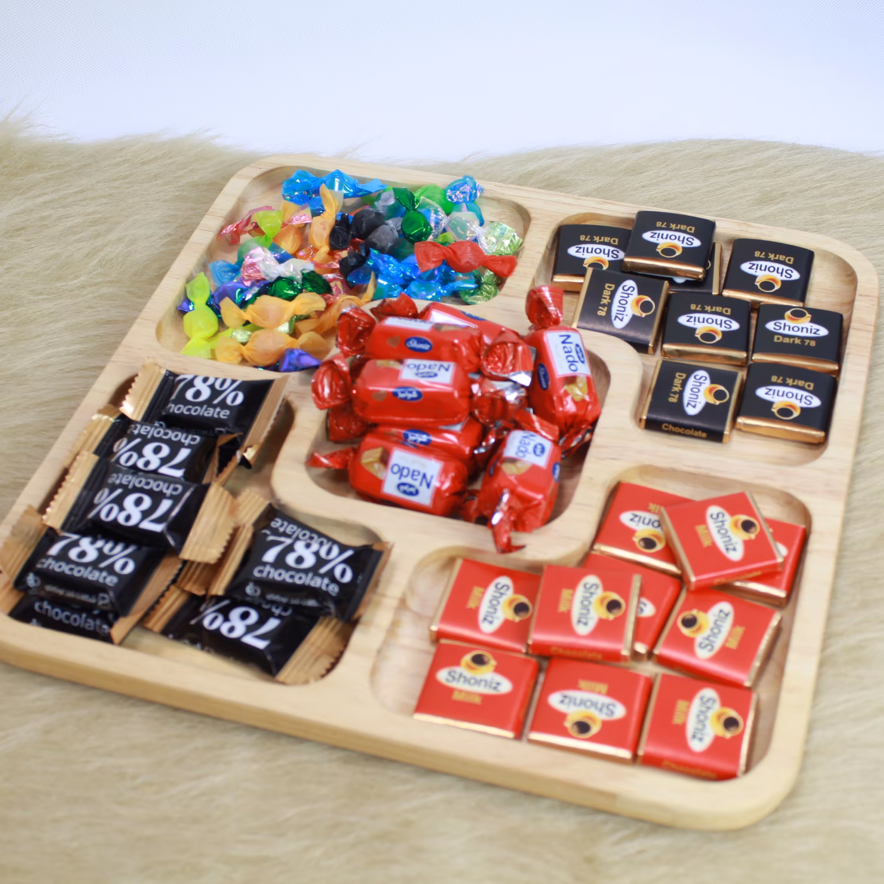 ظرف آجیل  پذیرایی پنج خونه چوبی