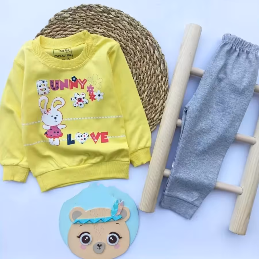 بلوز شلوار طرح خرگوش جنس نخ پنبه اعلا تک رنگ با کیفیت عالی