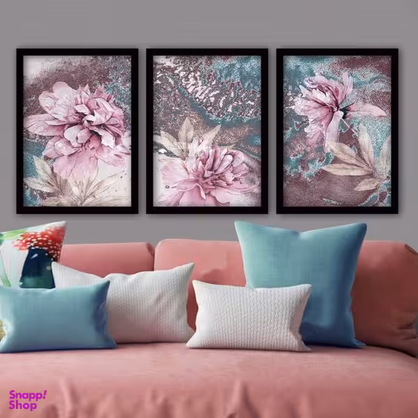 تابلو دکوراتیو مینیمال گل کد YF2338 مجموعه 3 عددی