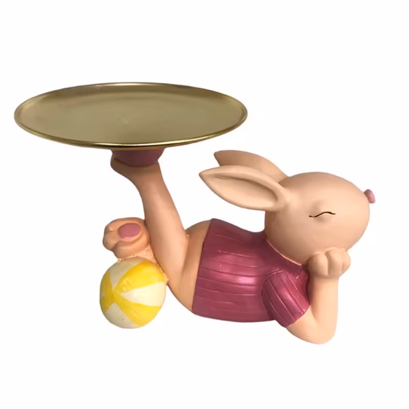 مجسمه خرگوش خوابیده سینی فلزی