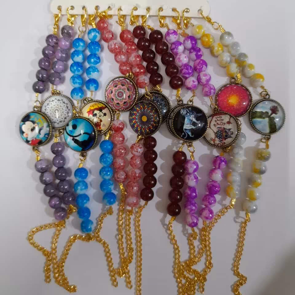 دستبند مروارید زنجیری (طرح رزین)