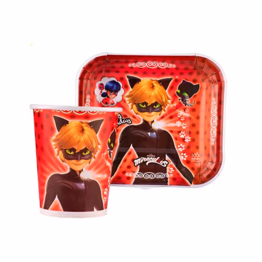 تم تولد بشقاب لیوان پسر گربه ای 12 عددی 