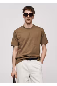 تی شرت سبز مردانه T SHIRT با 100 ٪ جیب پنبه منگو MANGO Man