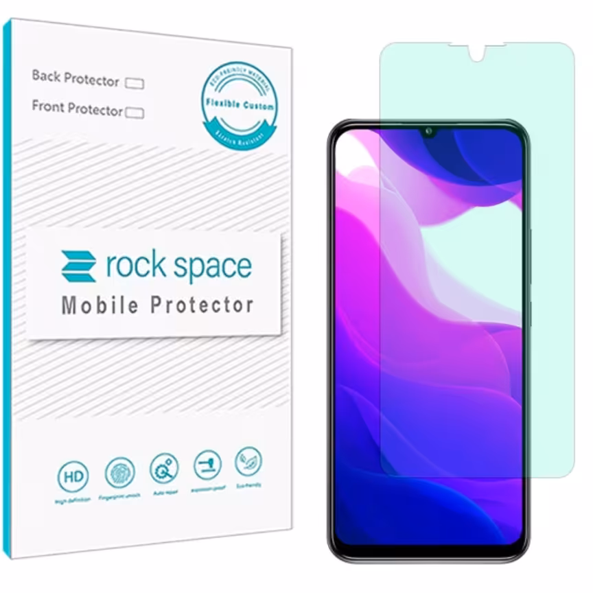 گلس  شیائومی Xiaomi Mi 10 Lite مدل نانو هیدروژل گرین لایت برند راک اسپیس   