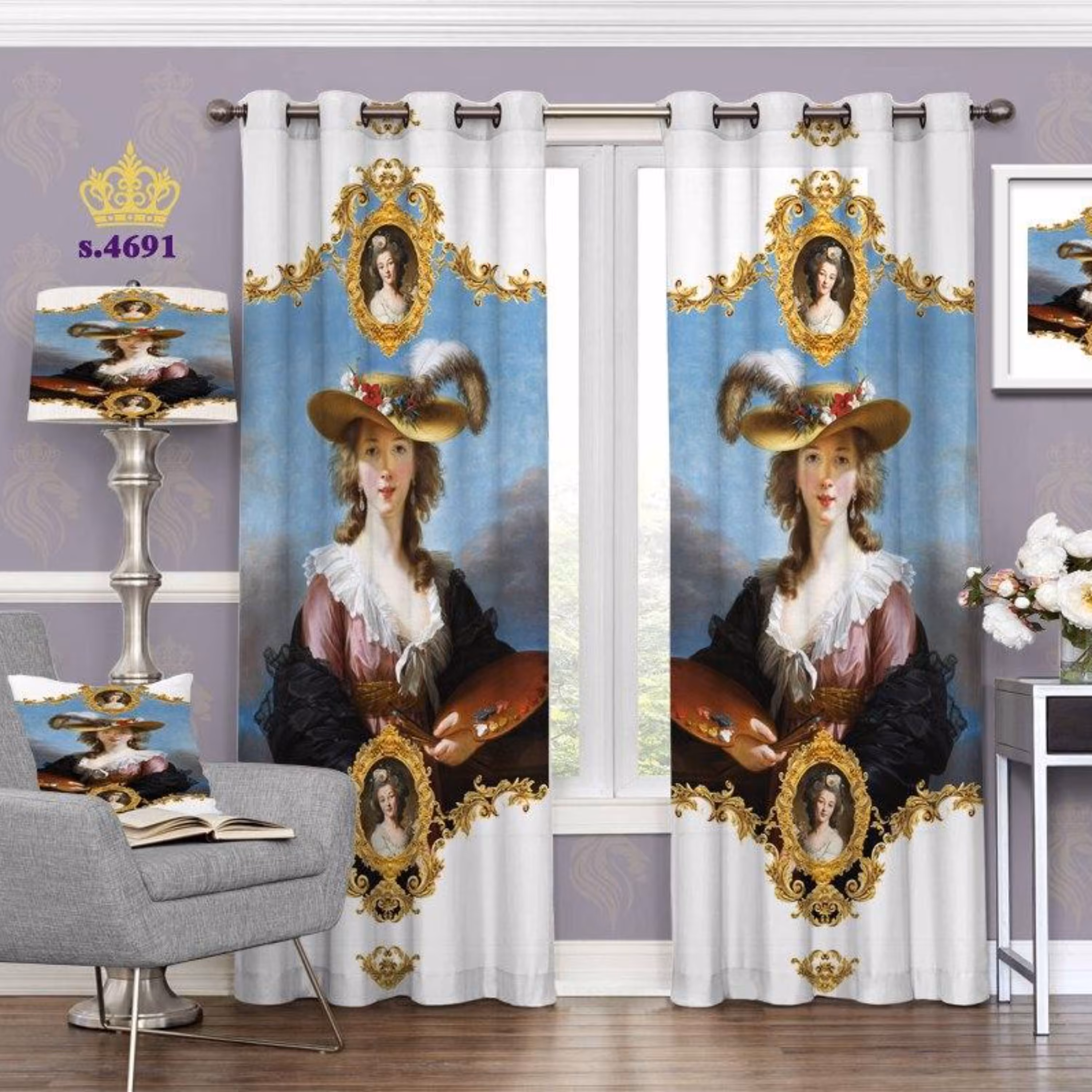 پرده چاپی تصویری - کد 4691 - طرح ایتالیایی چهره