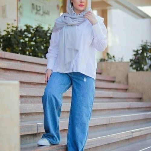 شلوار جین زنانه مدل بگ جنس جین اصل از بالا کاملا گشاد و راسته