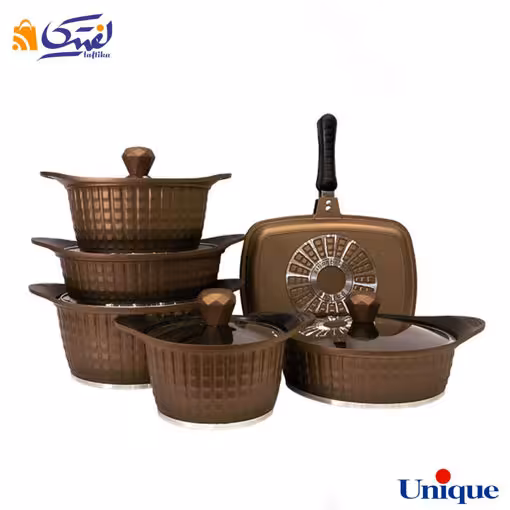 سرویس قابلمه نگینی مسی UN-8208 یونیک 12 پارچه