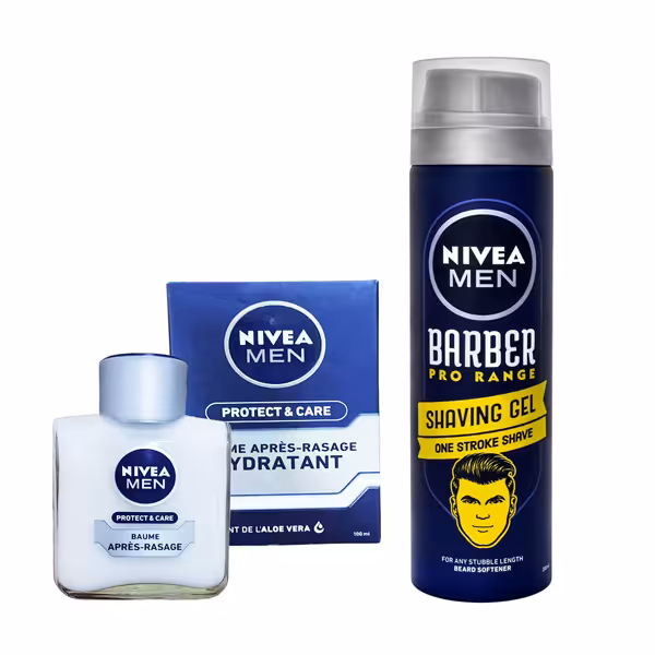 ژل اصلاح نیوآ مدل BARBER حجم 200 میلی لیتر به همراه افتر شیو نیوآ مدل Protect Care حجم 100 میلی لیتر