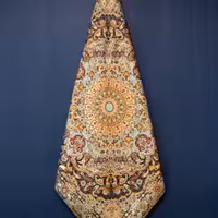 ترمه رومیزی 1 در 1 طرح باغ بهشت سبز آبی