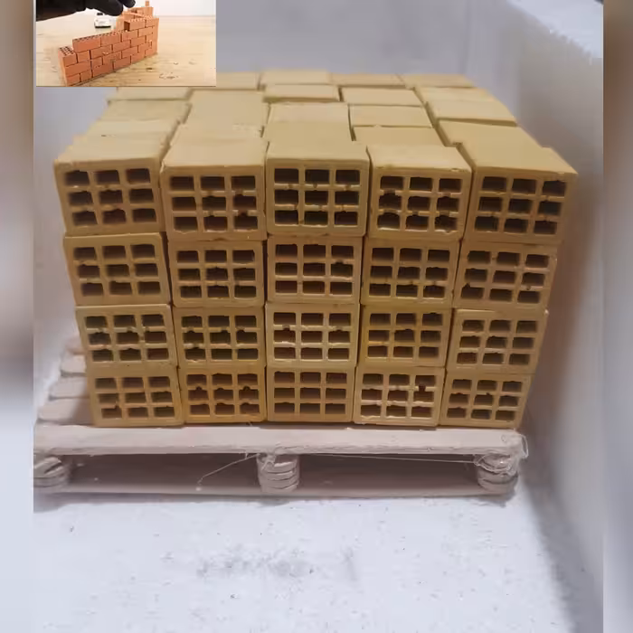 آجر سفال مینیاتوری رنگ زرد وزن 3گرم اندازه طولش 2سانت عرض1ونیم ارتفاع 2سانت