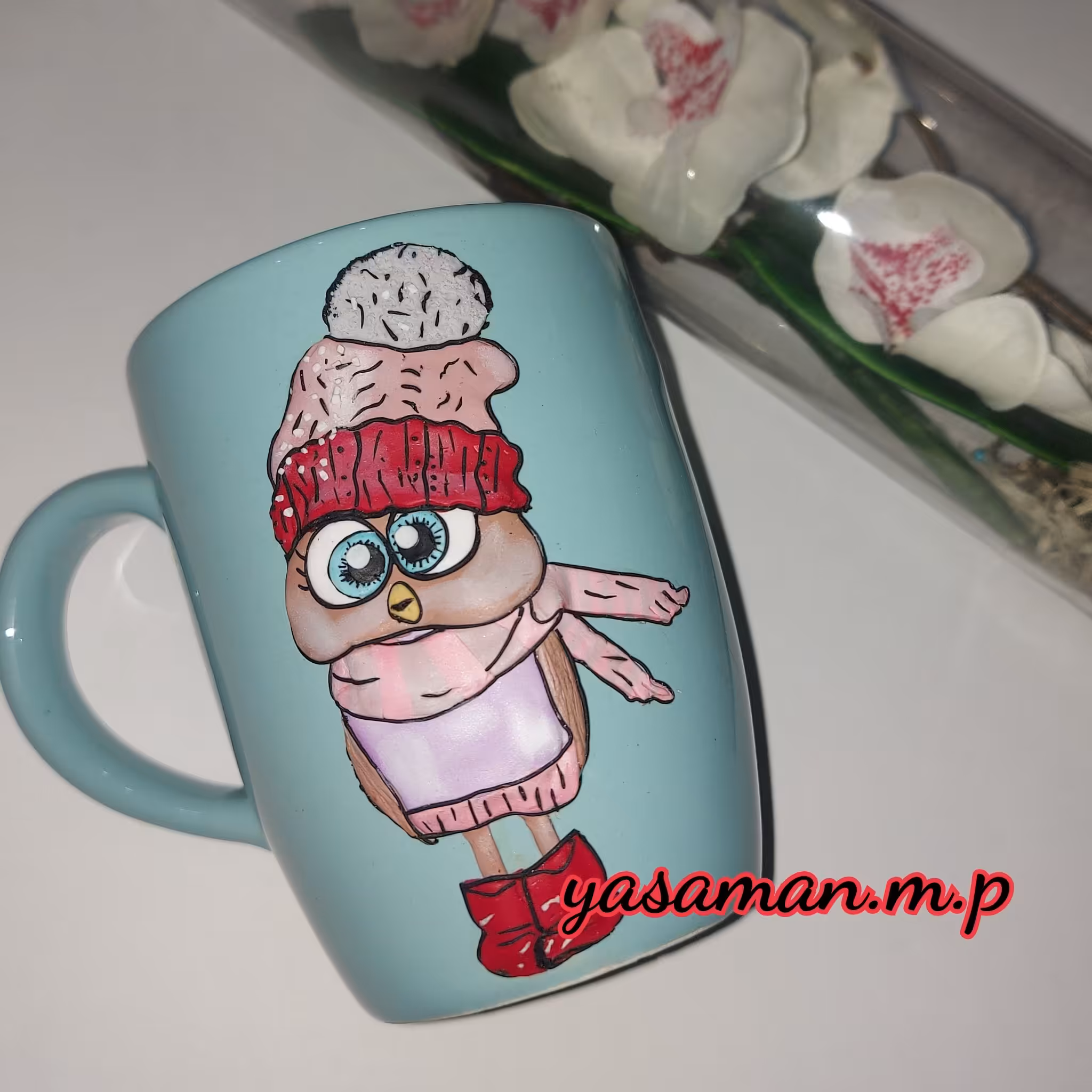 ماگ جغد،خمیر فیمو،ضد اب،خمیر المانی،قابل شسشتو و حرارتی،