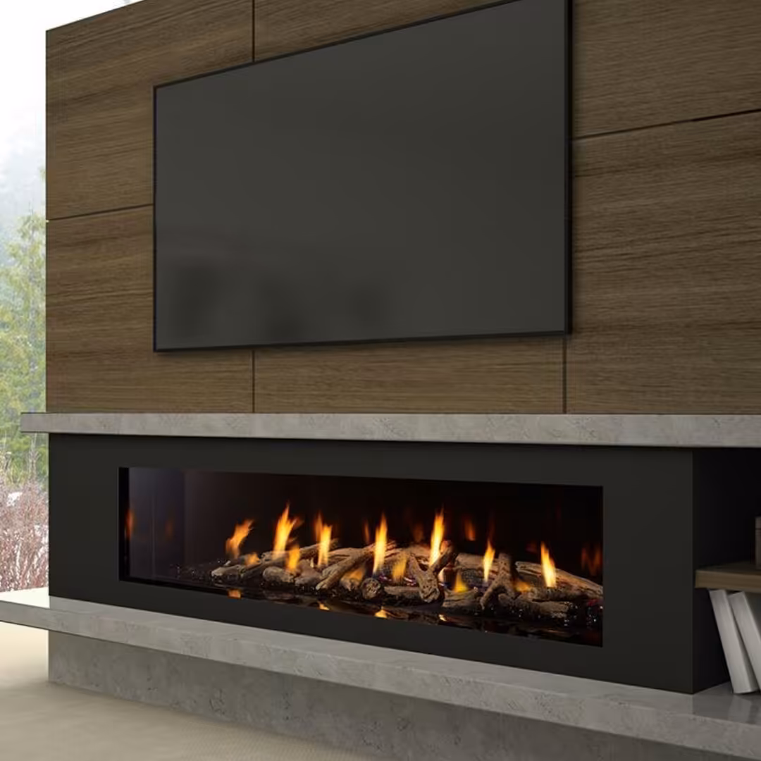 شومینه دیواری ی طرفه با مشعل خطی پک اتصالات 