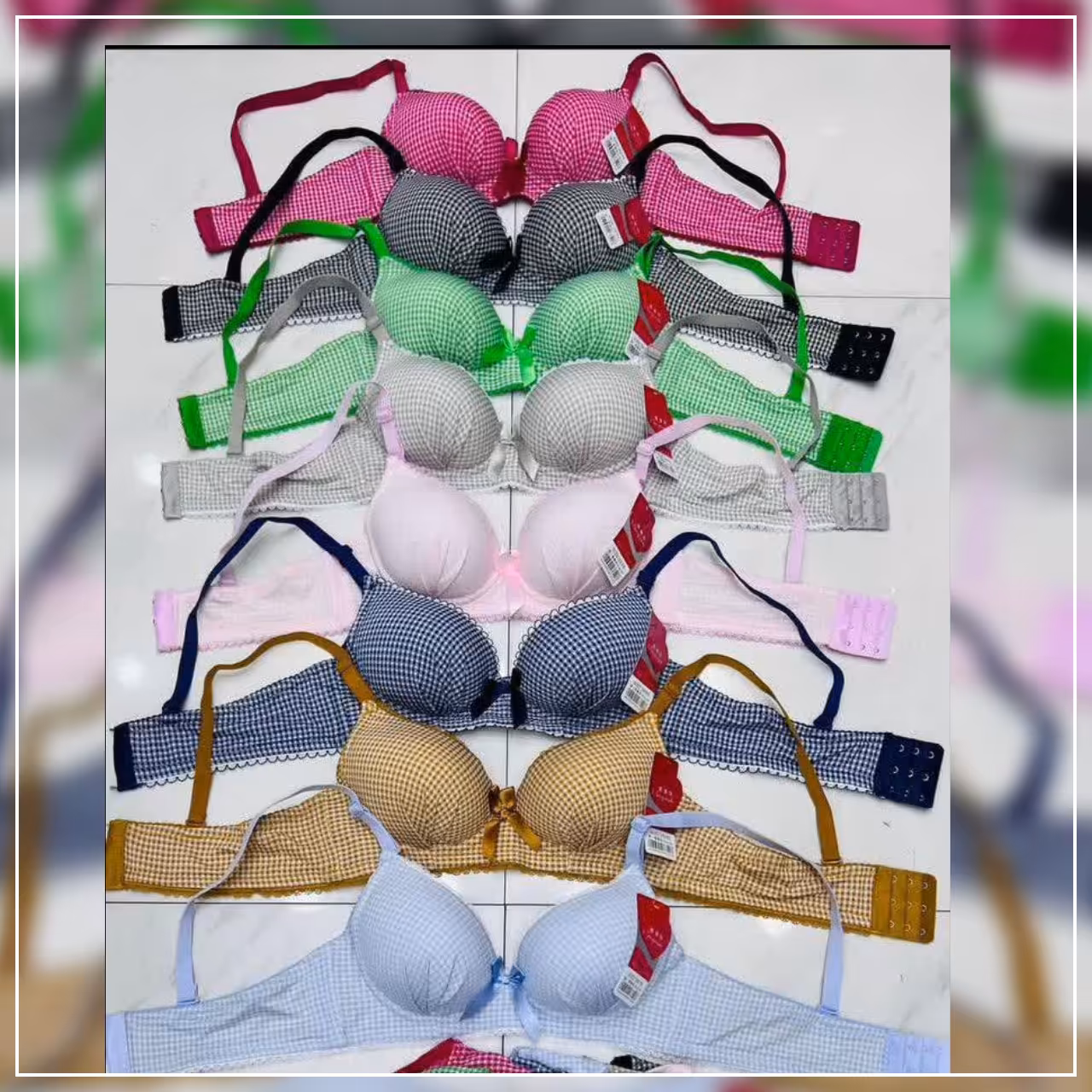 سوتین ابری چهارخونه تمام نخ سایز70و75و80و85 رنگبندی مطابق تصویر