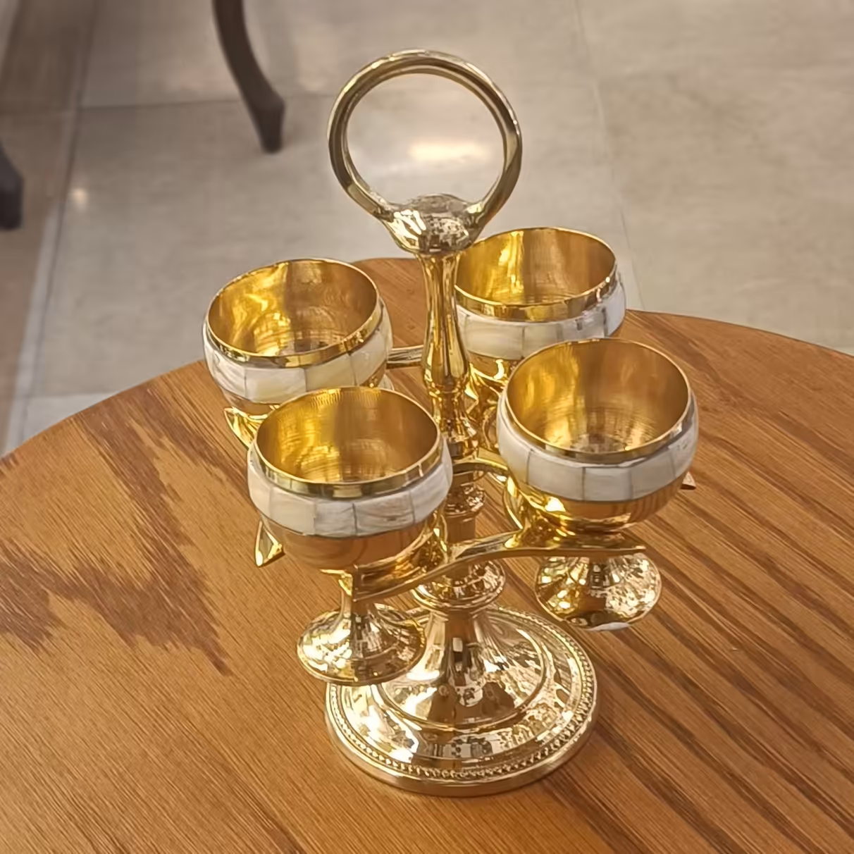 شربت خوری برنجی گیلاس خوری برنجی شربت خوری 4نفره برنجی