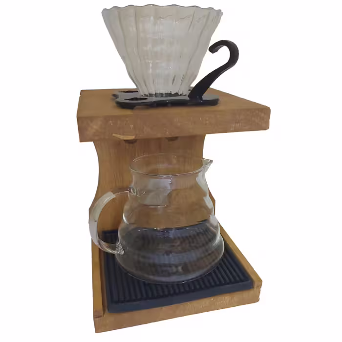 ست قهوه ساز V60 و استند چوبی و سرور 500 میلی 