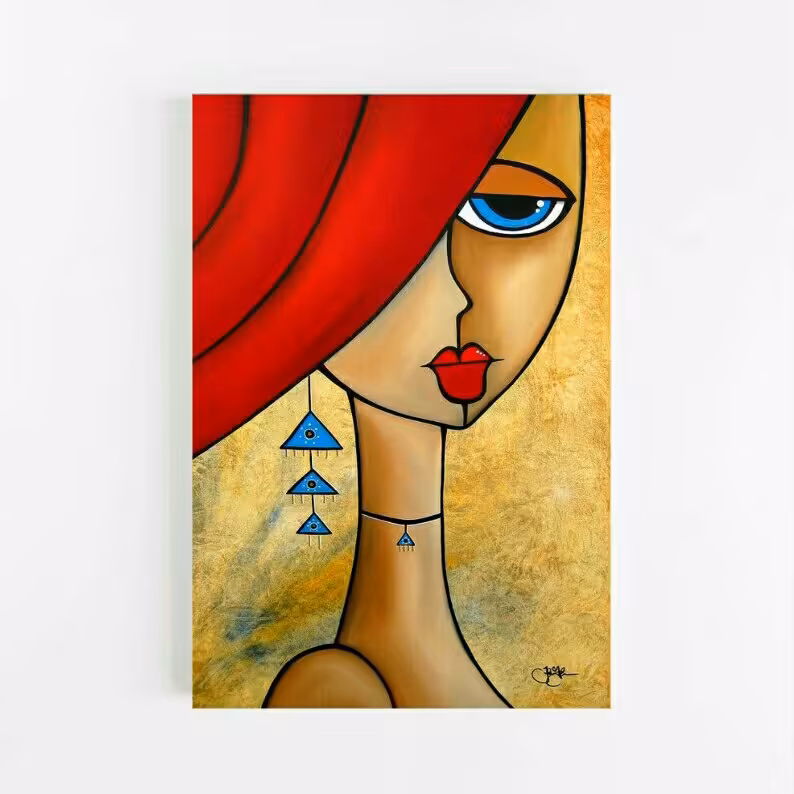 تابلو بوم طرح نقاشی خطی