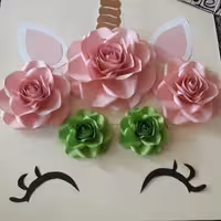 پنج عدد گل کاغذی تم یونیکورن